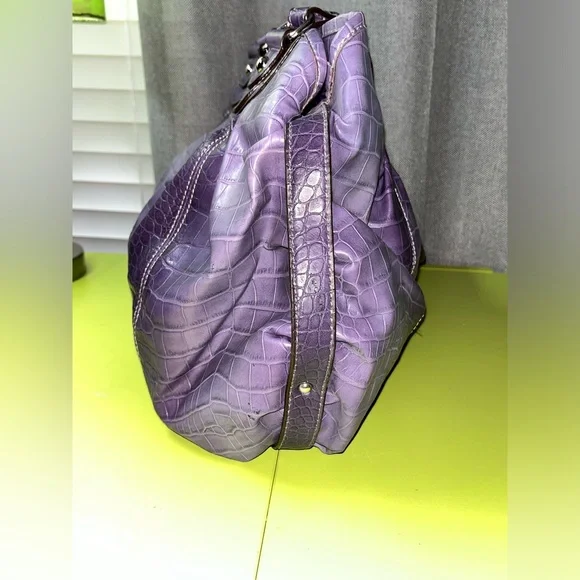Vintage Nine West Purple Croc Style Leather Bag - Picture 5 of 8